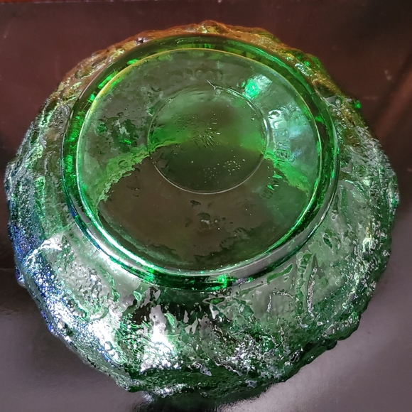 Vntg E.O. Brody Green Textured Glass Squat Vase made in Cleveland Ohio - Picture 9 of 14